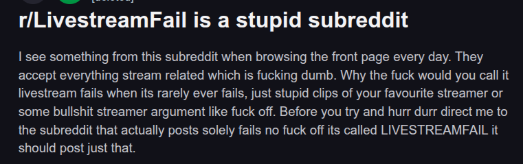 Troll comment example showing anger